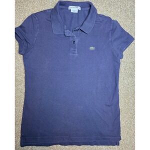 Lacoste Kids Short Sleeve Polo Shirt Blue Croc Logo Made in Peru Size 40